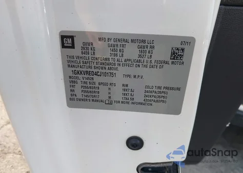 2012 GMC Acadia Slt-1 from USA, damaged, VIN 1GKKVRED4CJ101751